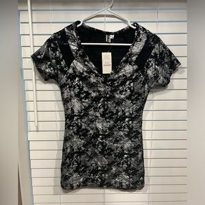 BKE short sleeve black and silver top new with tags